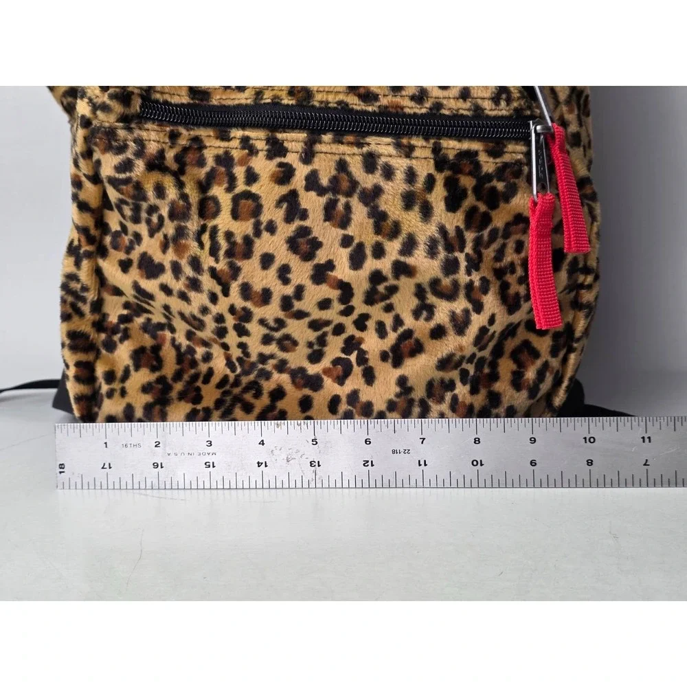 Vintage Jansport Trans Backpack Leopard Print‎ Fuzzy Bag Y2K T4750415 Rare